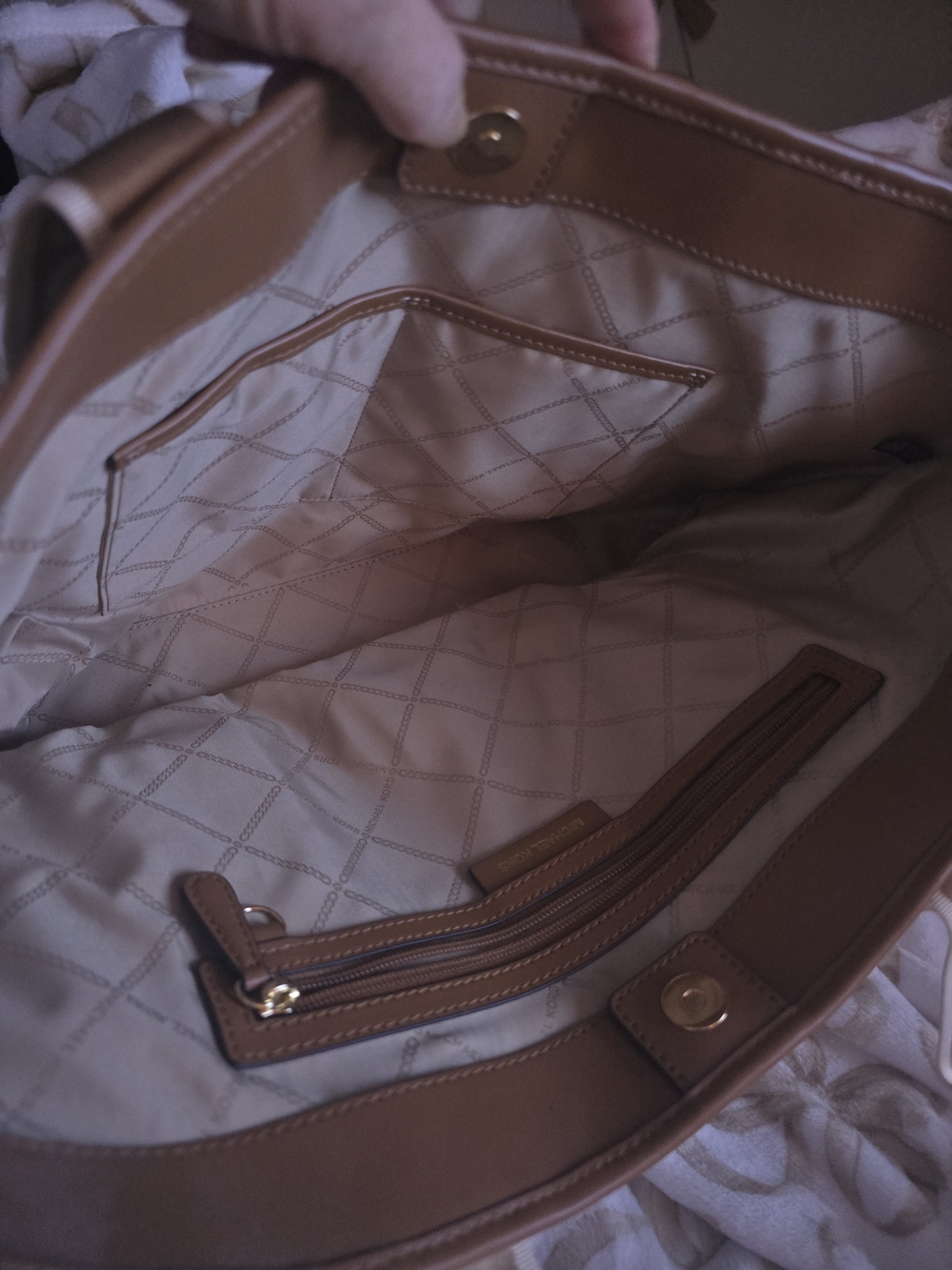 Michael Kors Beige Canvas Tote with Branded Straps - Picture 4 of 4